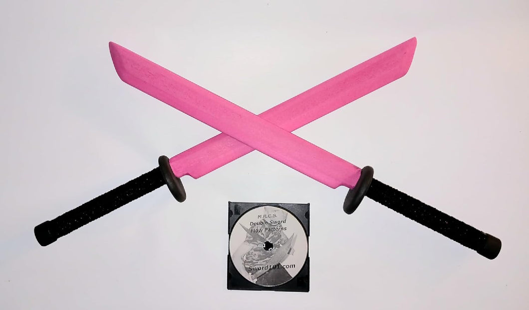 Pink Ninja Swords Ronin Polypropylene Training Double Ninja-to Sword Techniques DVD
