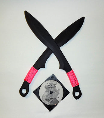 CUSTOM KUKRI PRACTICE KNIFE PAIR PINK Polypropylene SWORDS DVD