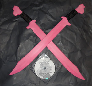Pink Polypropylene Swords Training Pair Polypropylene Double Swords Techniques DVD