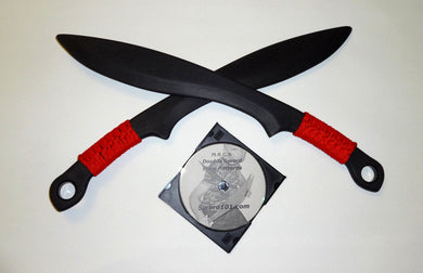 CUSTOM KALAJ KUTTER Polypropylene KUKRI PRACTICE KNIFE PAIR RED SWORDS DVD