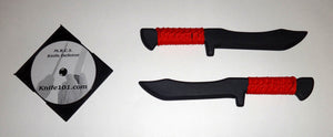 Tanto Kalaj Kutter Red Polypropylene Seal Team Training Knives w Knife Fighting DVD Defense