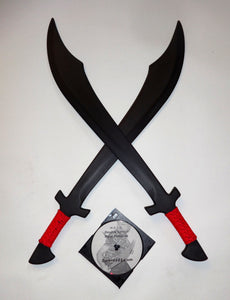 Scimitar Swords & DVD - Black | Set of Two - Kalaj Kutter | Martial Arts Practice Pair Training Dual Trainer