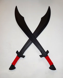 Scimitar Swords & DVD - Black | Set of Two - Kalaj Kutter | Martial Arts Practice Pair Training Dual Trainer