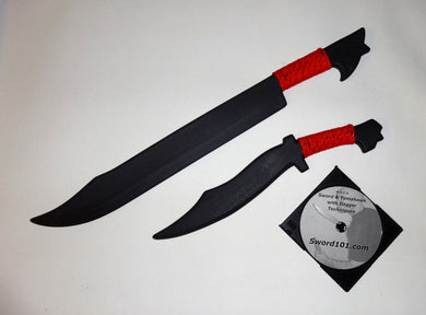 Pinuti Sword + Dagger & DVD - Red | Kalaj Kutter - Martial Arts Training Practice Sword