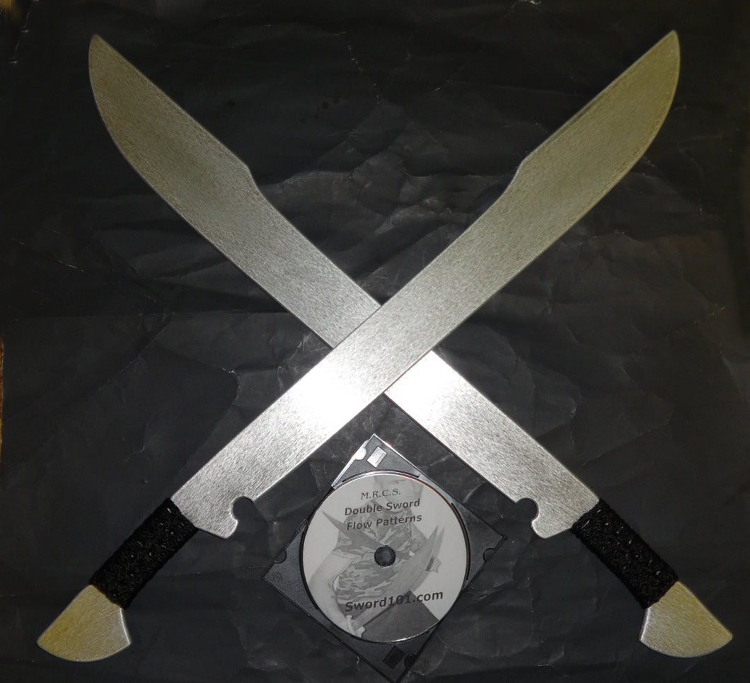Training Aluminum Commando Metal Swords Pair Double Sword Techniques DVD