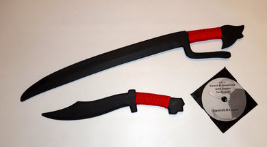 Filipino Ginunting Training Sword Dagger Polypropylene Practice Machete Red Martial Arts DVD