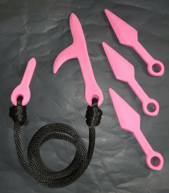 Hand Crafted Kusarigama Ninja Kyoketsu-Shoge Polypropylene Training Pink Sword Kunai Replica Practice Ninjutsu Set