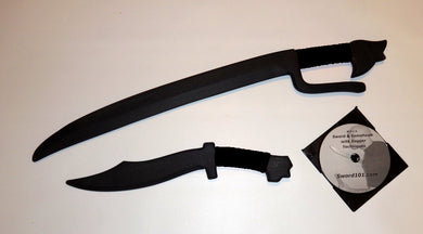 Filipino Ginunting Training Sword Dagger Polypropylene Practice Machete Black Martial Arts DVD
